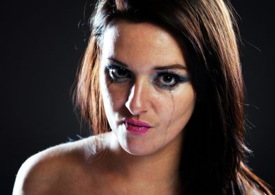 Angry,And,Hurt,Woman,Crying,,Face,With,Smeared,Make,Up