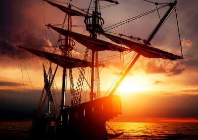 Thomas Peterson made one discovery while fishing with his grandson that has archaeologists scrambling to investigate Old,Ancient,Pirate,Ship,On,Peaceful,Ocean,At,Sunset.,Calm