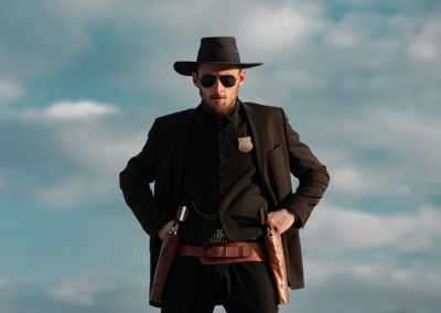 A Florida sheriff just exposed Biden's border nightmare with one shocking arrest number Sheriff,In,Black,Suit,And,Cowboy,Hat,,Banner.,Wild,West,