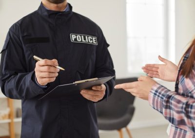 Florida CFO Blaise Ingoglia used armed agents to silence a critic over a three-word postcard that left him looking desperate Policeman,Interrogating,Woman,Or,Witness,Regarding,Police,Investigation.,Male,Police