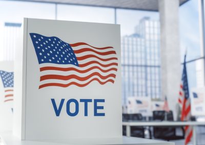 Elections,Day,In,Big,City,Concept.,Modern,Polling,Place,With