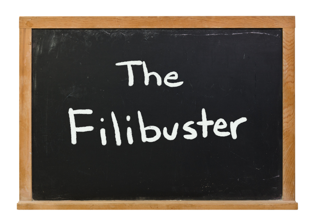 The,Filibuster,Written,In,White,Chalk,On,A,Black,Chalkboard