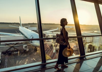 Beautiful,Young,Female,On,Airport.,Woman,Waiting,For,Her,Airplane