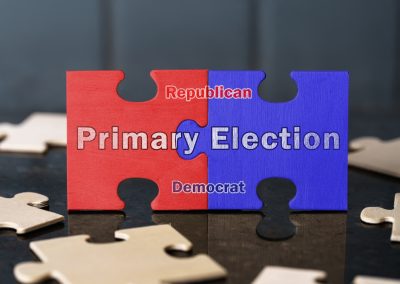Primary,Election,Dynamics,,Interlocking,Puzzle,Pieces,,Republican,Democrat,Political,Divide