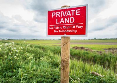 Shallow,Focus,Of,A,Newly,Erected,Private,Land,Sign.,Installed