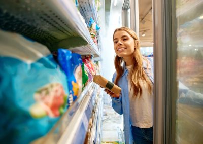Young,Woman,With,Long,Hair,Smiling,And,Holding,A,Package