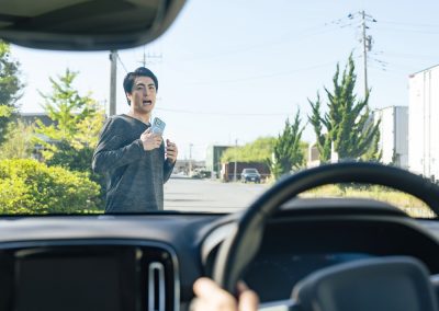 A,Man,Walking,With,A,Smartphone,Is,Nearly,Hit,By