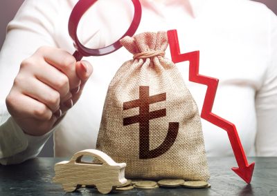 Female,Surveyor,Examines,A,Turkish,Lira,Money,Bag,With,A