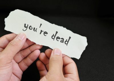 Death,Threat,Concept.,Human,Hands,Holding,A,Paper,Note,With