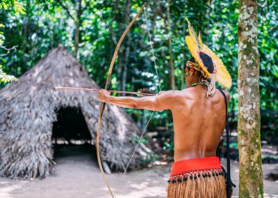 Indian,From,The,Pataxó,Tribe,Using,A,Bow,And,Arrow.