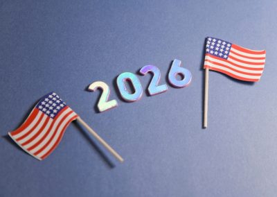 2026,Metallic,Numbers,With,Mini,American,Flags,On,Blue,Background