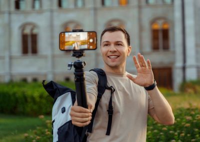 A Florida teen instantly regretted livestreaming this TikTok challenge from inside a local Walmart Happy,Male,Travel,Blogger,Vlogging,With,Smartphone,And,Waving,To
