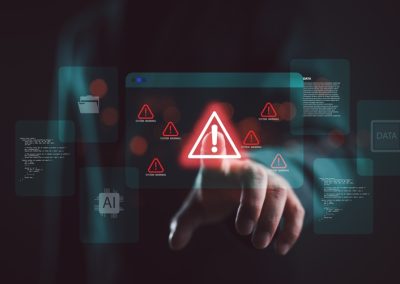 System,Warning,Alert,On,Virtual,Interface,With,Hand,Interaction.,Concept