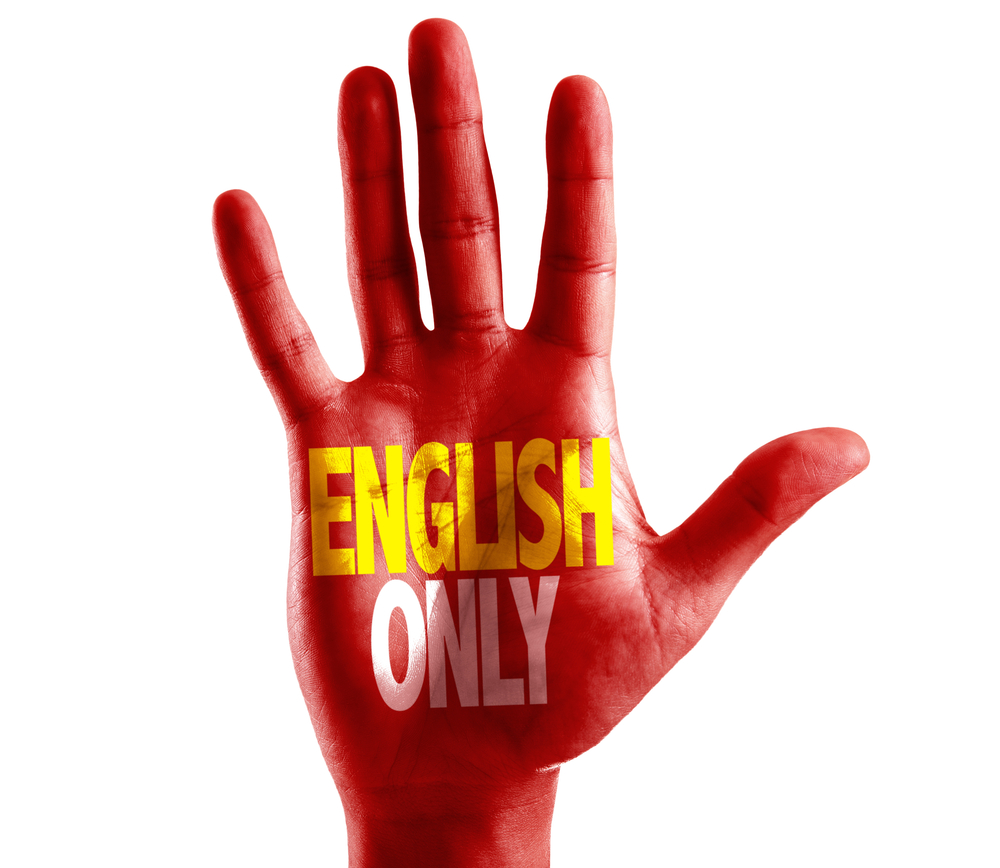English,Only,Written,On,Hand,Isolated,On,White,Background