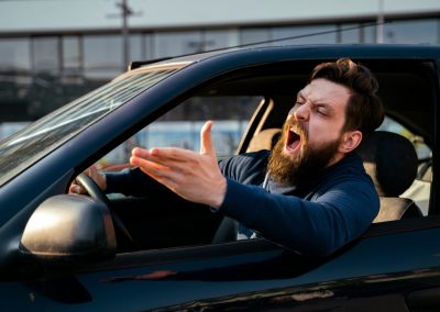 Bearded,Young,Man,Road,Raging,,,Yelling,From,The,Car
