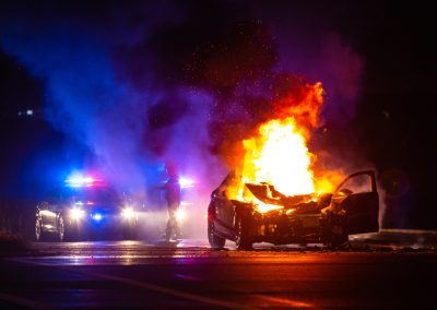 A Jacksonville Deputy pulled one woman from a burning car just seconds before it became a fireball - and her words about the suspect will leave you speechless Car,On,Fire,At,Night,With,Police,Lights,In,Background