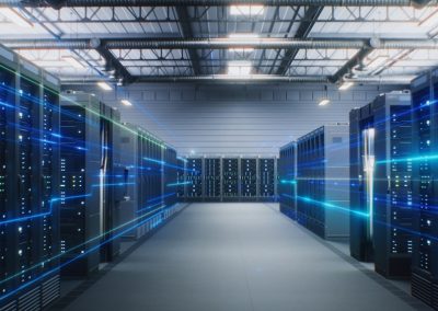 Futuristic,Data,Center,With,Server,Racks,In,Big,Warehouse.,Animated