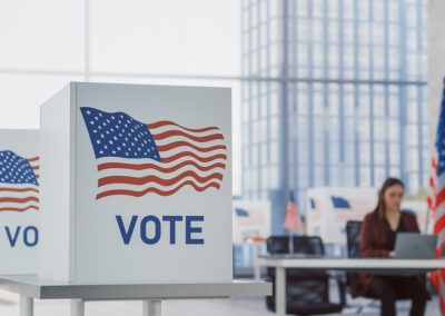 Democratic,Process:,American,Flag,On,A,Voting,Booth,In,A