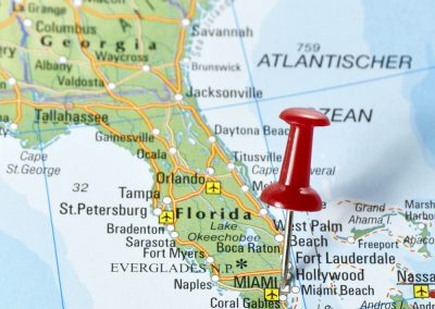 Map,Of,The,Usa,With,Pin,Set,On,Miami