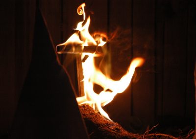 Staged,Meeting,Of,The,Kkk,,Looking,At,A,Burning,Cross.
