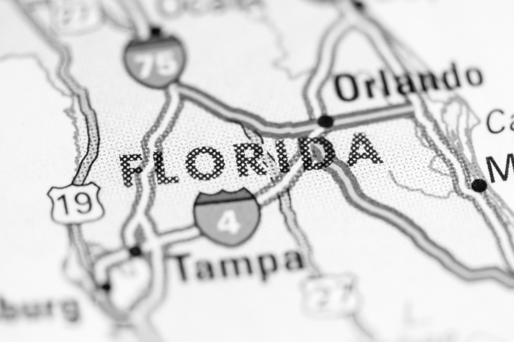 Florida.,Usa,On,A,Map.
