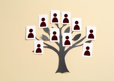 Family,Tree.,Cards,With,Human,Icons,Attached,To,Paper,Tree