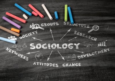 Sociology,Concept.,Black,Scratched,Textured,Chalkboard,Background.