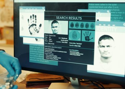 Computer,Screen,,Suspect,Or,Hands,Of,Detective,With,Evidence,For