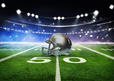 Green,Field,In,American,Football,Stadium.,Ready,For,Game,In