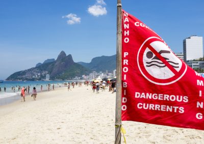 A,Red,Flag,Warning,Of,Dangerous,Currents,Standing,On,Ipanema