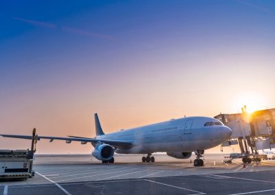 Airplane,Jet,Waiting,To,Runway,On,Taxi,Lane,In,Airport