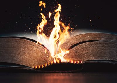 A Florida Man Burned the Bible on Holy Spirit Orders and Then Tried to Take Out His Whole Apartment Building Isolated,Holy,Bible,On,Fire,In,The,Dark.