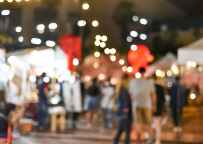 Abstract,Blurred,Image,Of,People,Walking,At,Street,On,Night