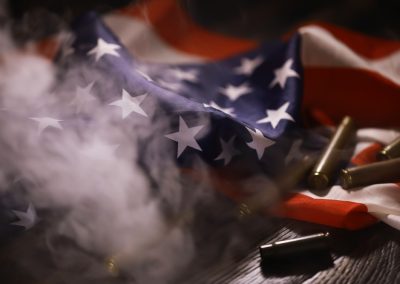 American,Flag,With,Gun,Shells,And,Smoke,Symbolizing,Gun,Violence