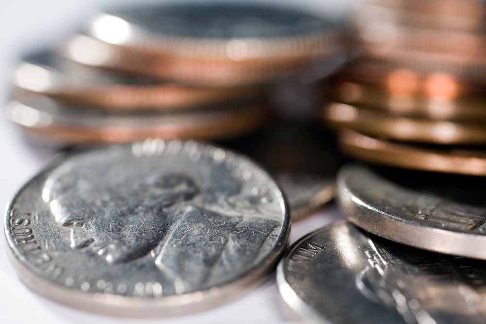 A,Close-up,View,Of,Various,Us,Coins,Including,A,Nickel