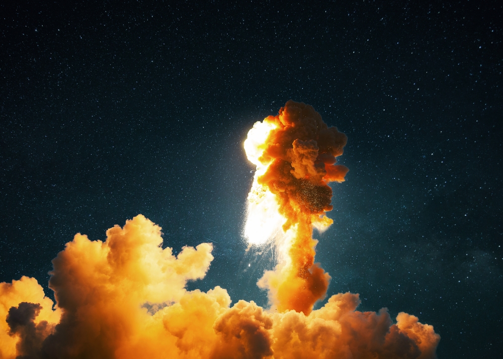 Unsuccessful,Launch,Of,The,Space,Shuttle,And,Explosion.,Failed,Rocket