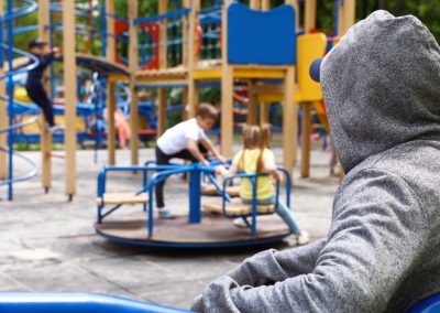 Suspicious,Adult,Man,Spying,On,Kids,At,Playground,,Space,For