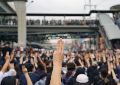 Florida’s AG Just Told Teen Mob Rioters That They Can Be Run Over and He Meant Every Word of It Thai,Protesters,Showing,A,Three-finger,Salute,As,They,Gather,Demanding