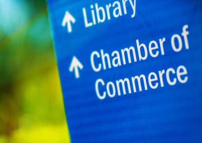 Chamber,Of,Commerce,Blue,City,Information,Sign.