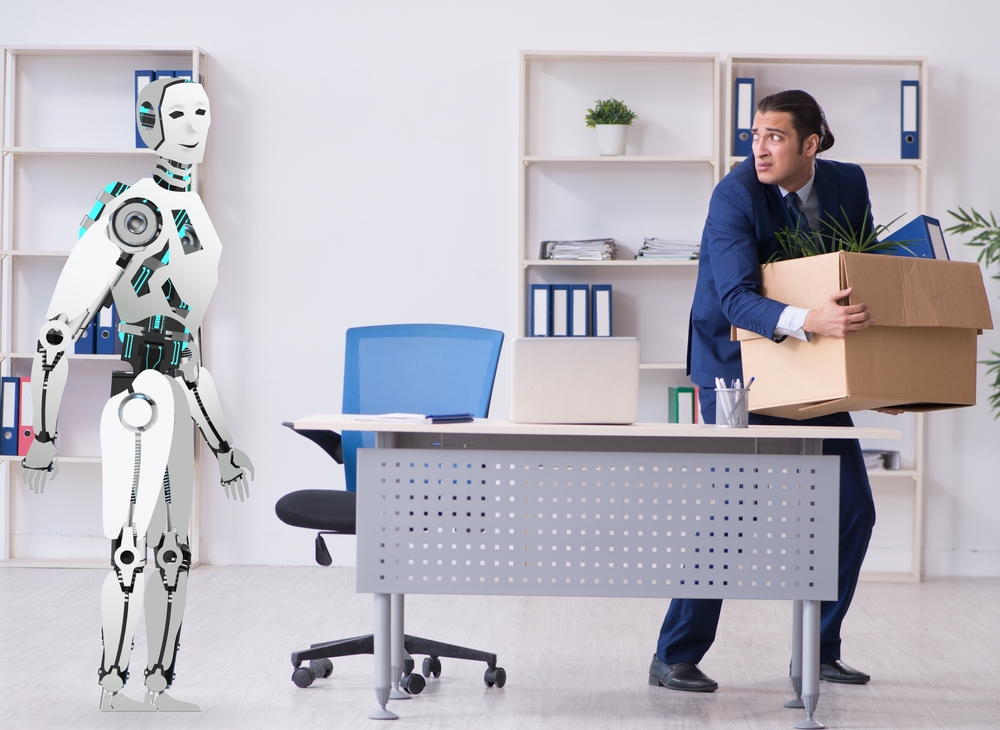 Concept,Of,Robots,Replacing,Humans,In,Offices