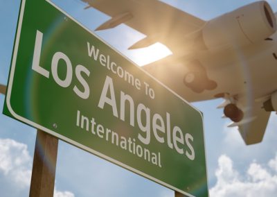 Welcome,To,Los,Angeles,International,Airport,Green,Road,Sign,With