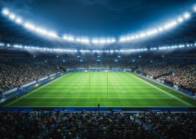 Night,View,Of,A,Packed,American,Football,Stadium.,Thousands,Of