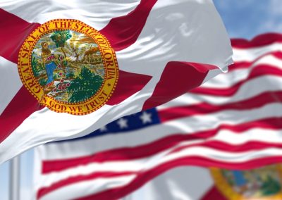 The,Florida,State,Flag,Waving,Along,With,The,National,Flag