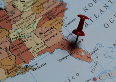 Red,Clerical,Needle,On,A,Map,Of,Usa,,South,Florida