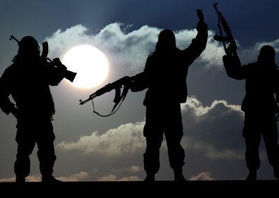 The ACLU Just Sued Florida to Protect a Group the FBI Cut Off for Hamas Ties Silhouette,Of,Military,Soldier,Or,Officer,With,Weapons,At,Sunset.