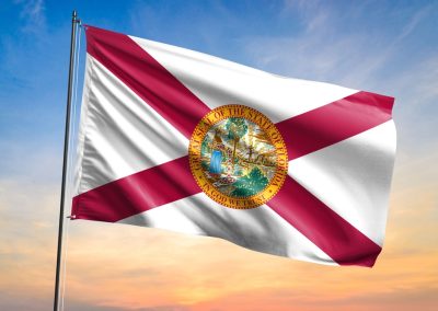 Flag,Of,Florida,Waving,Flag,On,Sunset,View