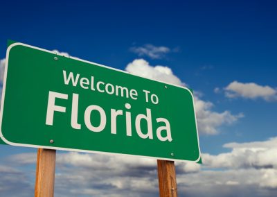 Welcome,To,Florida,Green,Road,Sign,Over,Blue,Sky,With
