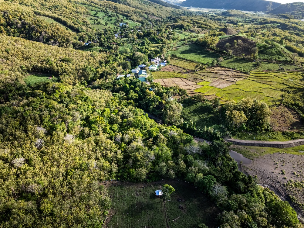 Stunning,Drone,Shot,Of,A,Lush,Tropical,Valley,Featuring,Terraced