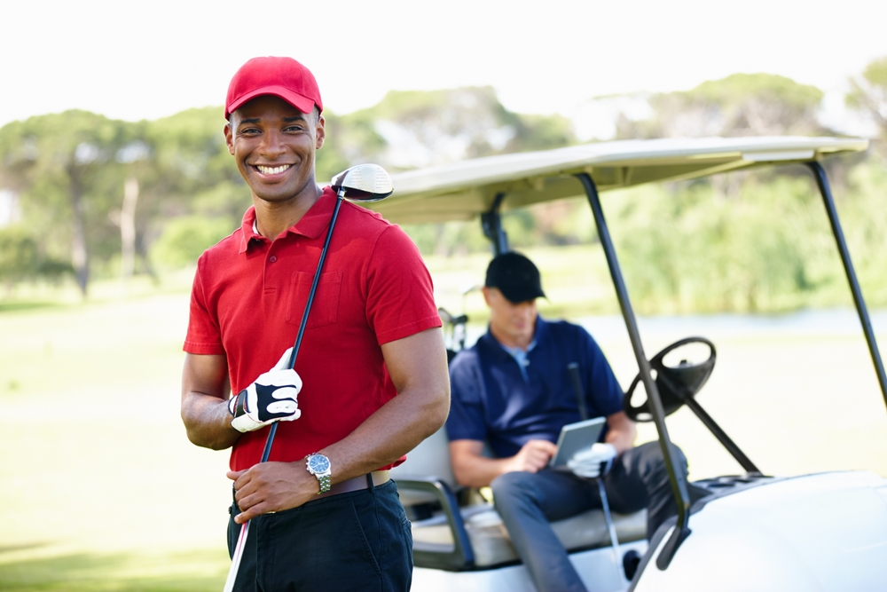 Black,Man,,Golf,And,Portrait,For,Sports,,Fitness,And,Exercise