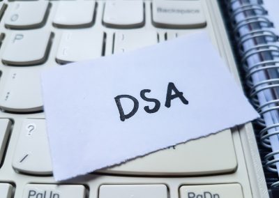 Dsa,Writting,On,Laptop,Keyboard,Background.